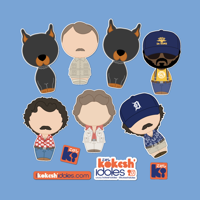 6 stickers inspirés de la série TV Magnum