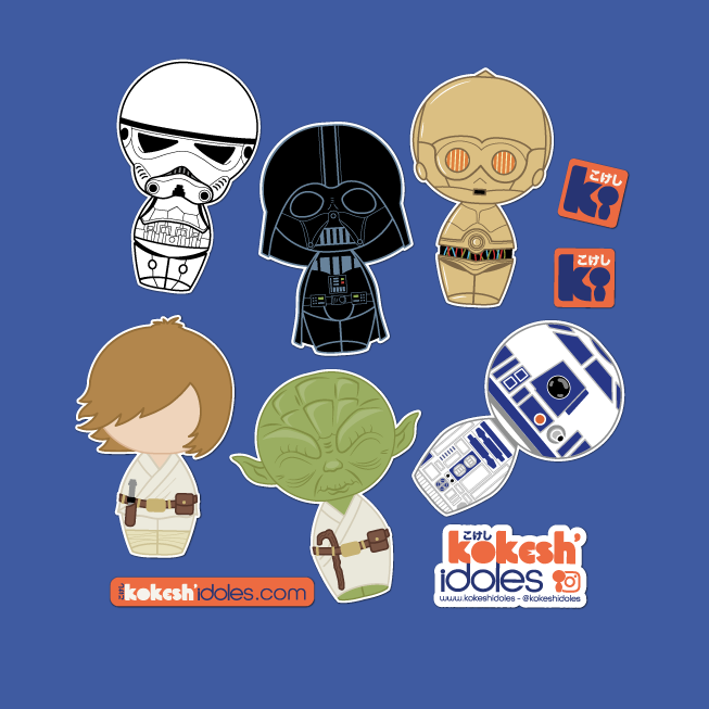 6 stickers inspirés de la trilogie cinématographique Star Wars