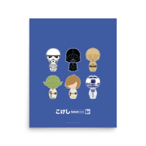 Affiche bleue inspirée de la trilogie cinématographique Star Wars