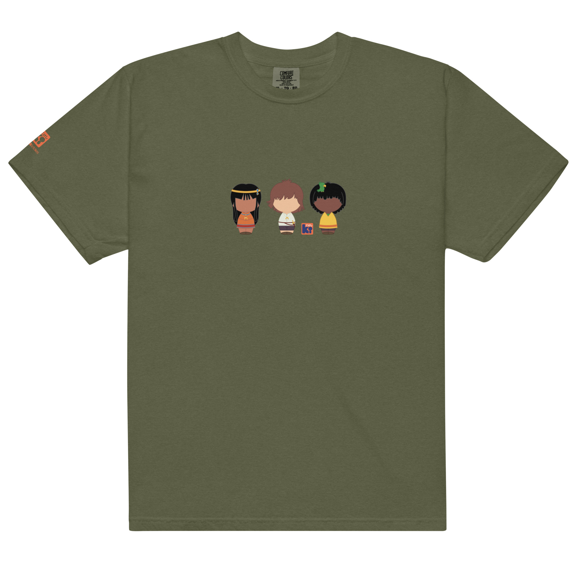 T-shirt kaki inspiré de l'anime franco-japonais les mystérieuses cités d'or