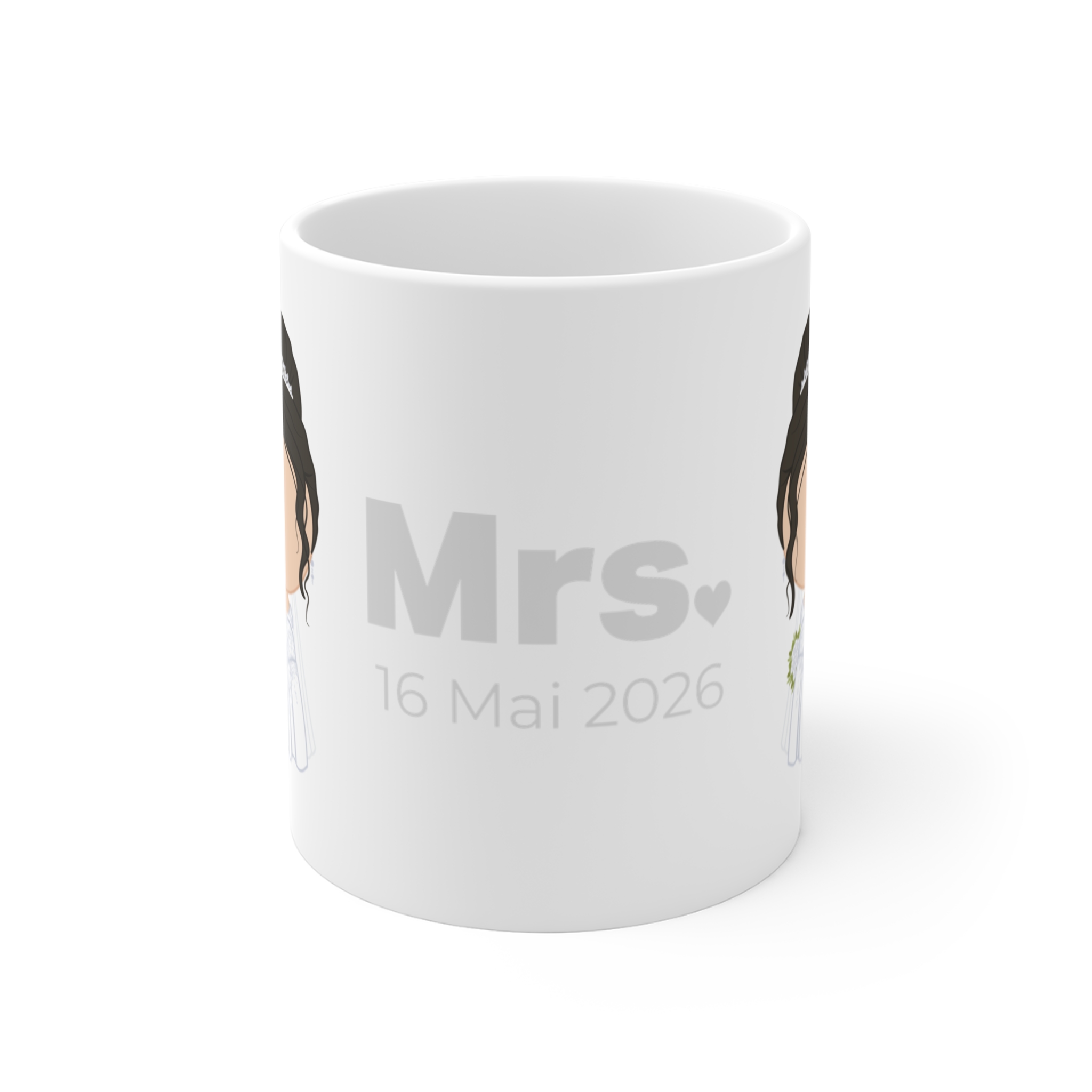 Mug blanc personnalisé pour un cadeau pour des jeunes mariés