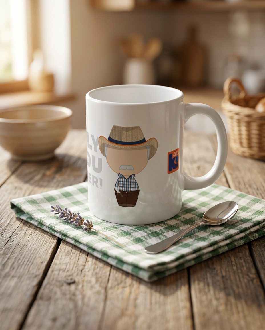 Mise en scène d'un mug blanc personnalisé pour un cadeau pour grands-parents
